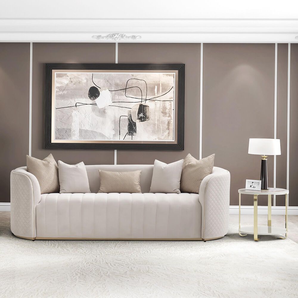 Vista Haus Ariana End Table in Gold and White, , large