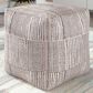 LR Home 18" Square Checkered Pouf in Cream and Black, , large