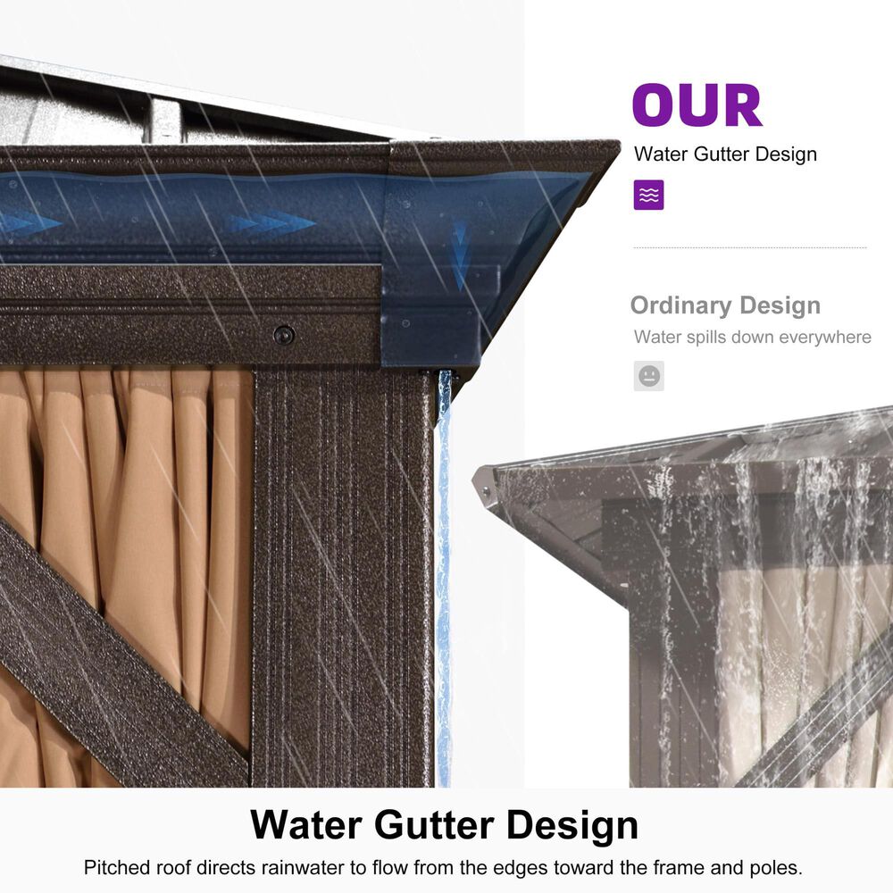 HOMLUX 12' x 14' Outdoor Hardtop Gazebo in Brown, , large