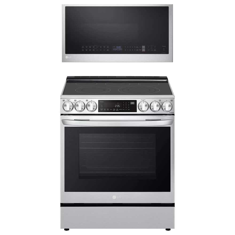 LG 2-Piece Kitchen Package with 6.3 Cu. Ft. Slide-In Electric Range and 1.7 Cu. Ft. Over-The-Range Microwave in Stainless Steel, , large