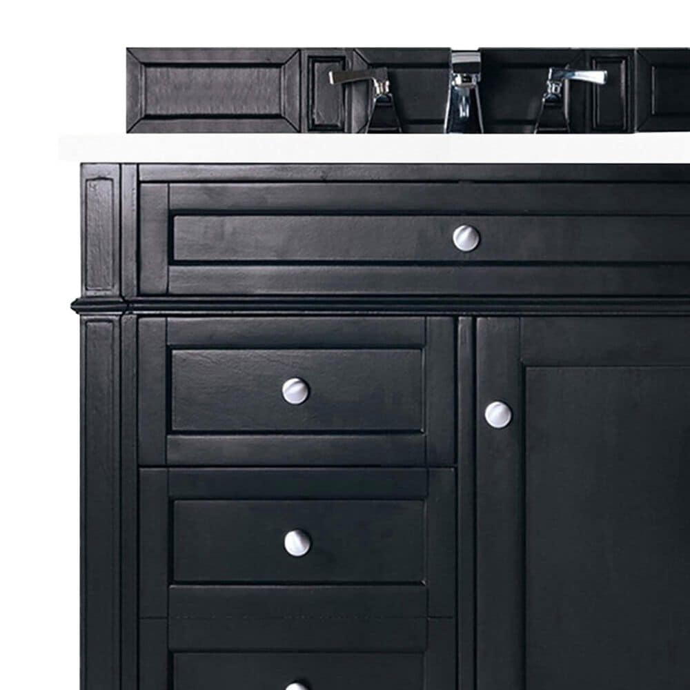 James Martin Vanities Brittany 48&quot; Single Bathroom Vanity in Black Onyx with Single Hole 3 cm White Zeus Quartz Top and Rectangular Sink, , large
