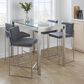 Lumisource Fuji Stackable Counter Stool with Grey Faux Leather Cushion in Brushed Stainless Steel (Set of 2), , large