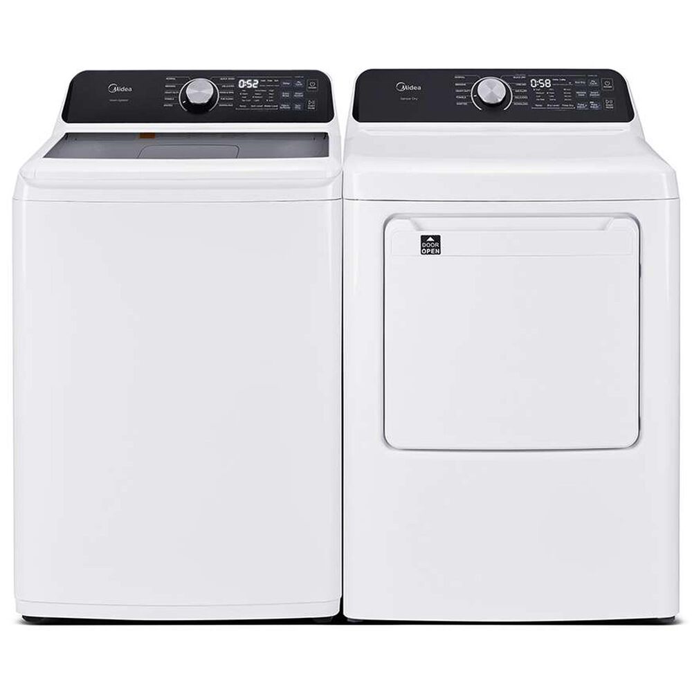 Midea 4.5 Cu.Ft. Smart Top Load Washer and 7.0 Cu. Ft. Electric Dryer Laundry Pair in White, , large