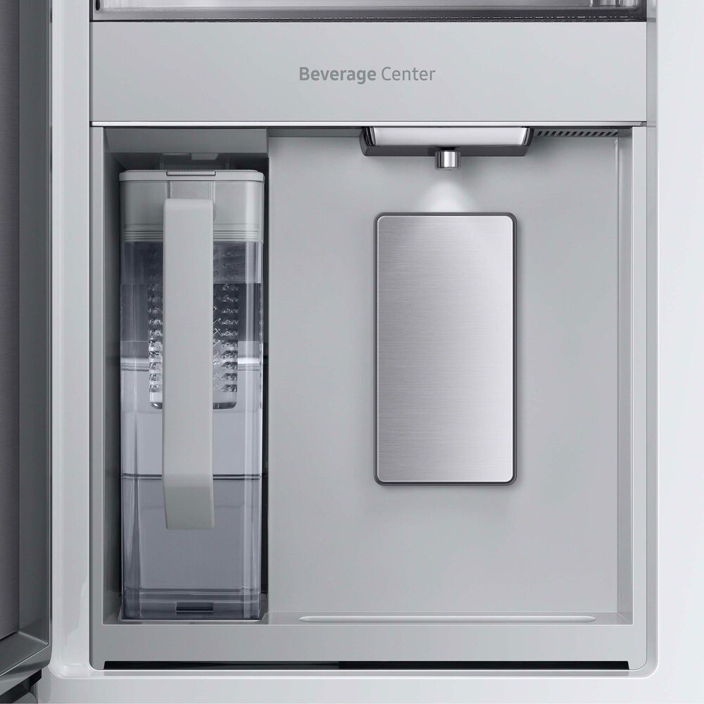 Samsung Bespoke Bespoke 29 Cu. Ft. French Door Refrigerator - Charcoal Glass Top and Family Hub Panels with Matte Black Steel Middle and Bottom Panels Included, , large