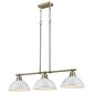 Golden Lighting Duncan 3-Light Pendant with White Shade in Aged Brass, , large