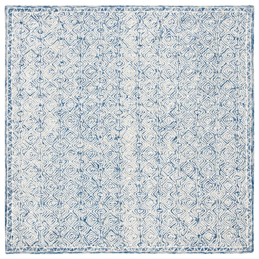 Safavieh Micro-Loop MLP526N 5" Square Navy and Ivory Area Rug, , large