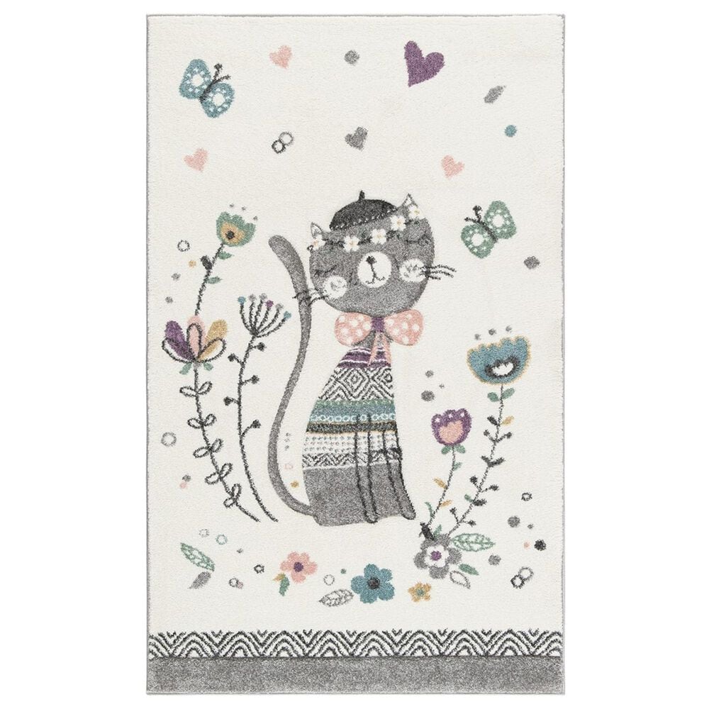 Safavieh Carousel CRK187 3"3" x 5"3" Ivory and Pink Kids Area Rug, , large