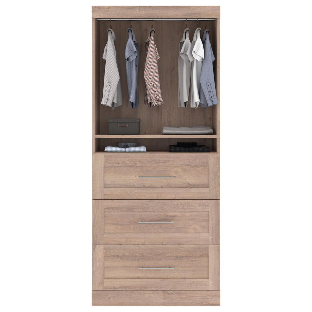 Bestar Pur 36&quot; Storage Unit with 3-Drawer in Rustic Brown, , large