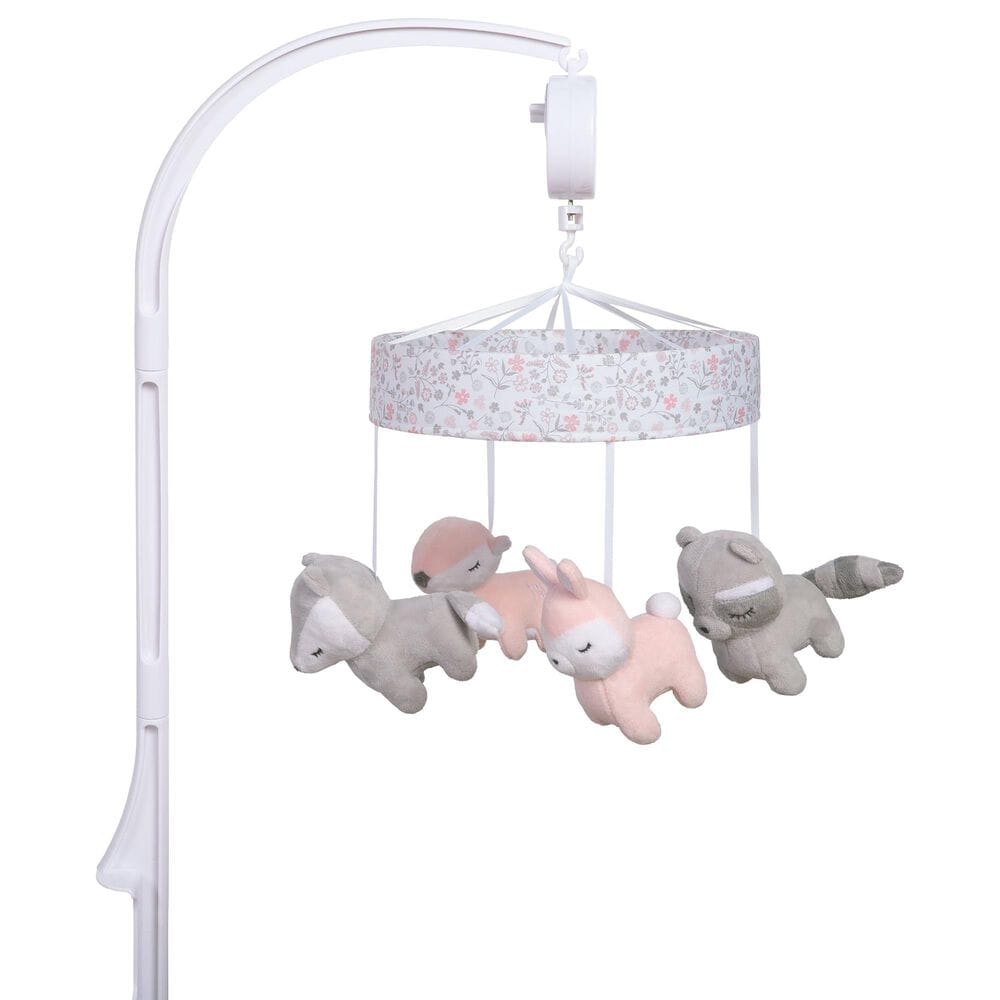 Trend Labs Sammy and Lou Sweet Forest Friends Musical Crib Mobile in White, Pink and Gray, , large