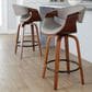 LumiSource Symphony 26" Swivel Counter Stool with Grey Upholstery in Walnut and Black (Set of 2), , large