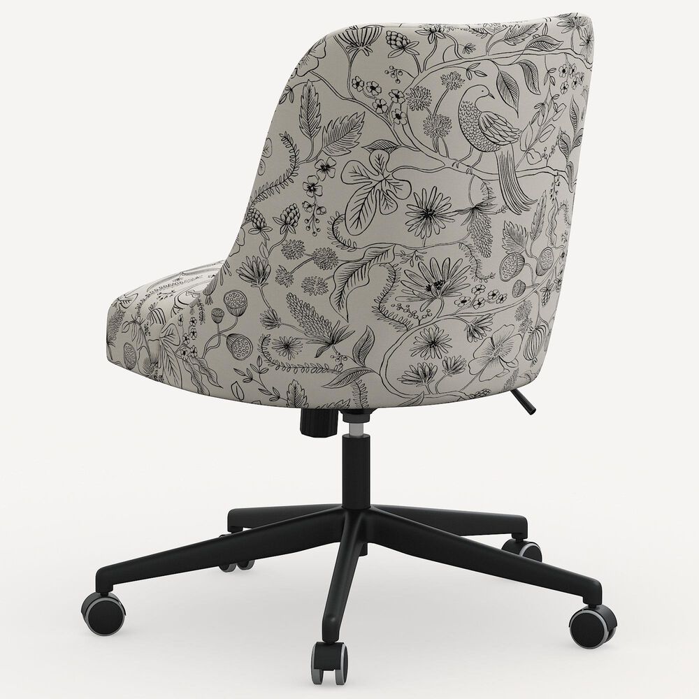 Rifle Paper Co Crafted by Cloth and Company Oxford Office Chair in Aviary Black/Cream, , large