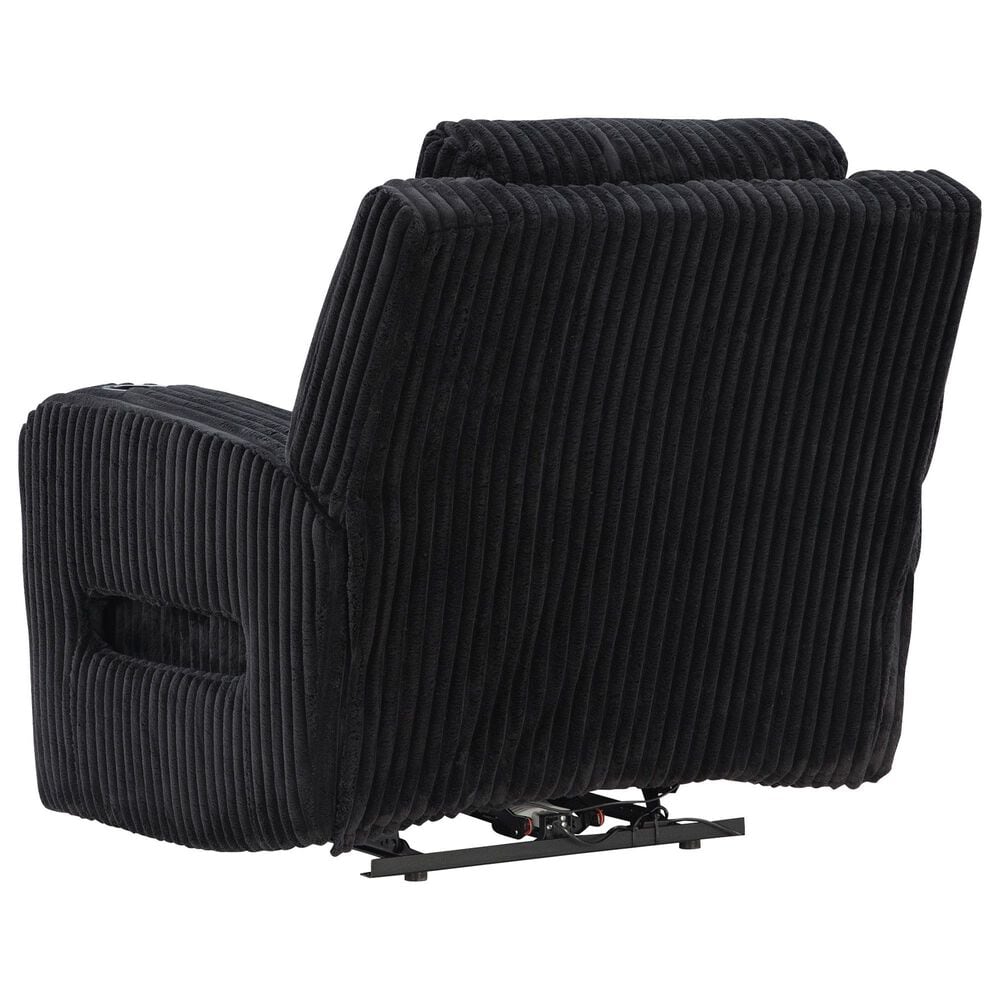 Ashley Forest Lake Power Recliner with Adjustable Headrest in Black Velvet, , large