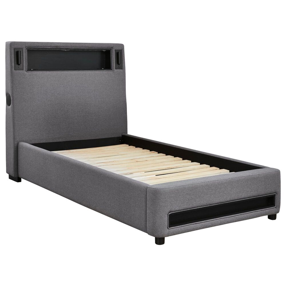 Ashley Verishaw Twin Platform Upholstered Bed in Gray, , large