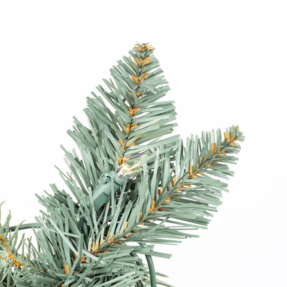 The Gerson Company 5&#39; Spruce Pre-Lit Artificial Christmas Tree in Green and Natural Blue, , large