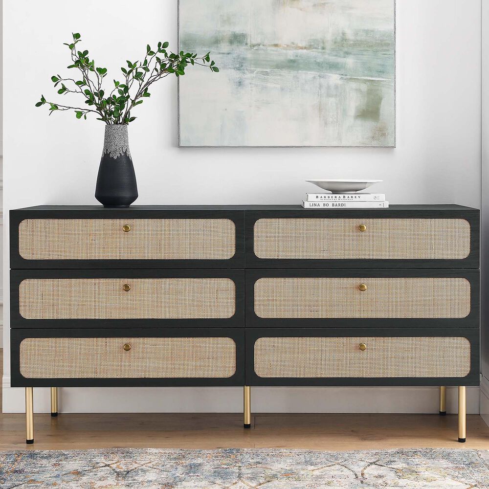 Modway Chaucer 6-Drawer Dresser in Black, , large
