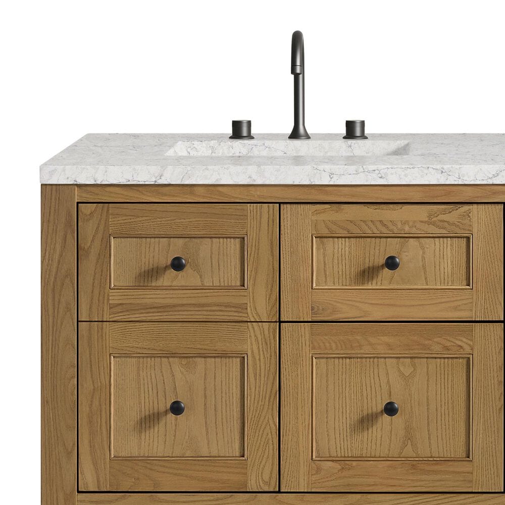 James Martin Vanities Breckenridge 60&quot; Double Bathroom Vanity in Light Natural Oak with 3 cm Eternal Jasmine Pearl Quartz Top and Rectangular Sinks, , large