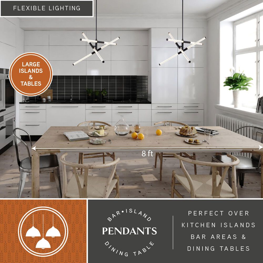 Vaxcel Avalon 3-Light Pendant in Matte Black, , large