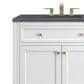 James Martin Vanities Chicago 36" Single Bathroom Vanity in Glossy White with 3 cm Charcoal Soapstone Quartz Top and Rectangular Sink, , large