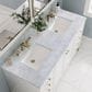 James Martin Vanities Chicago 60" Double Bathroom Vanity in Glossy White with 3 cm Carrara White Marble Top and Rectangular Sinks, , large
