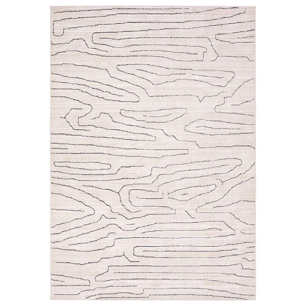 Jaipur Eva Newlyn 2"6" x 8" Morganite, Oatmeal, French Oak, Coconut Cream and Licorice Runner, , large