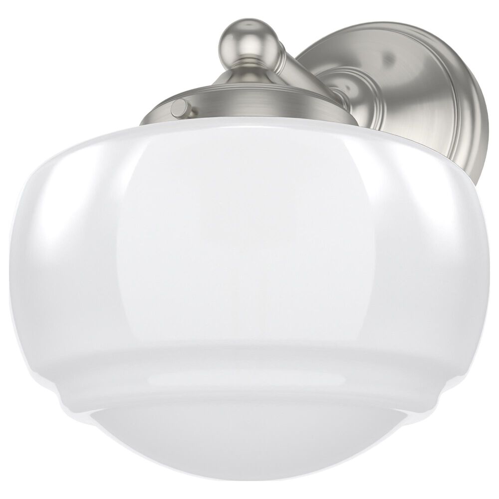 Hunter Saddle Creek 1-Light Sconce with White Shade in Brushed Nickel, , large