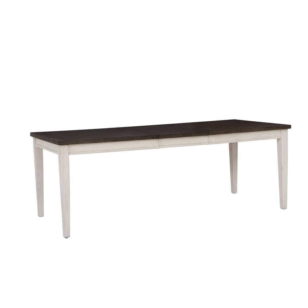 Riva Ridge Caraway Dining Table with 1-18&quot; Leaf and 6 Dining Side Chairs in Aged Ivory and Medium Finish, , large