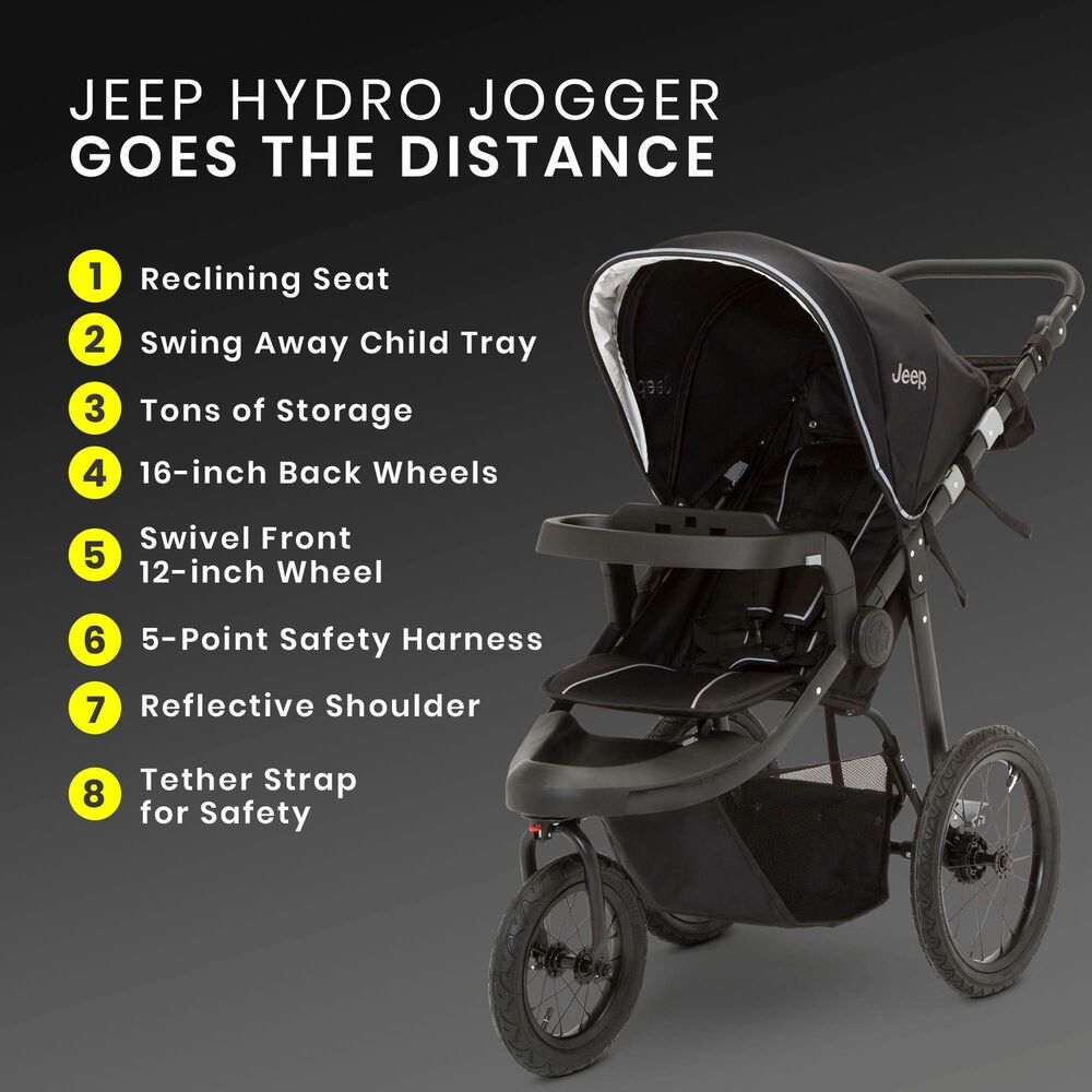 Delta Jeep Hydro Sport Plus Jogger Stroller in Black NFM