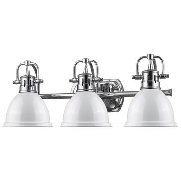Golden Lighting Duncan 3-Light Bath Vanity in Chrome with White Shades, , large