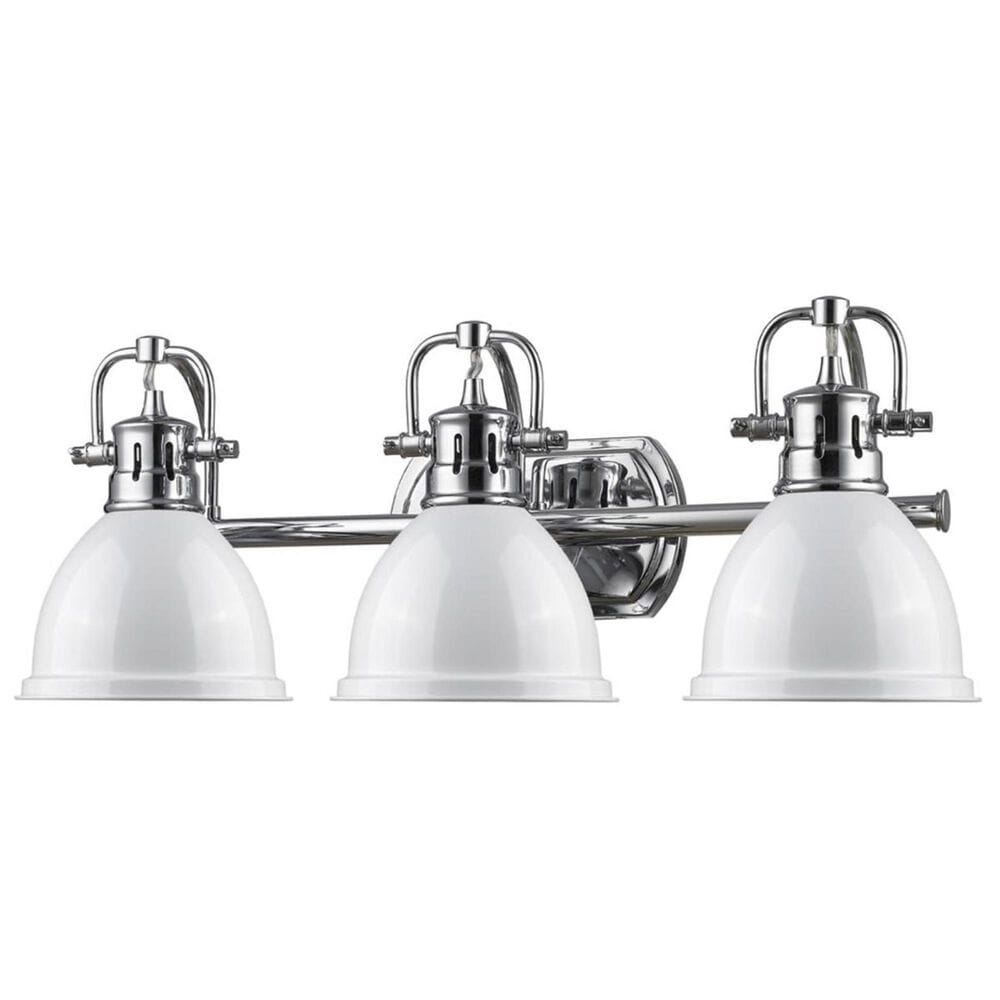 Golden Lighting Duncan 3-Light Bath Vanity in Chrome with White Shades, , large