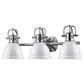Golden Lighting Duncan 3-Light Bath Vanity in Chrome with White Shades, , large