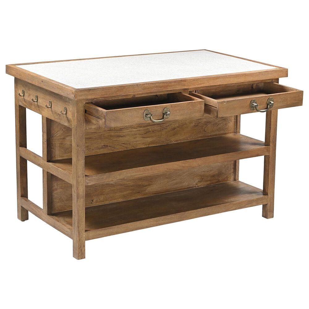 Home Trends &amp; Design Manila 58" Kitchen Island Table in Natural and White, , large