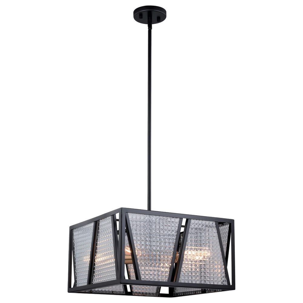 Vaxcel Oslo 4-Light Pendant in Black and Natural Brass, , large