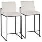 Lumisource Fuji High Back Counter Stool with White Velvet Cushion in Black (Set of 2), , large