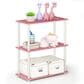 HOMLUX 3-Tier Compact Open Storage Bookshelf in Pink and White, , large