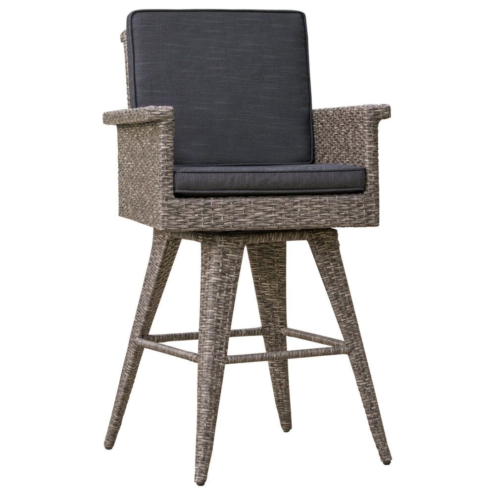 Hearth and Haven Outdoor Swivel Bar Stool in Dark Grey, , large