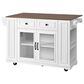 HOMLUX 54" Mobile Kitchen Island with Glass Door Storage in Walnut and White, , large