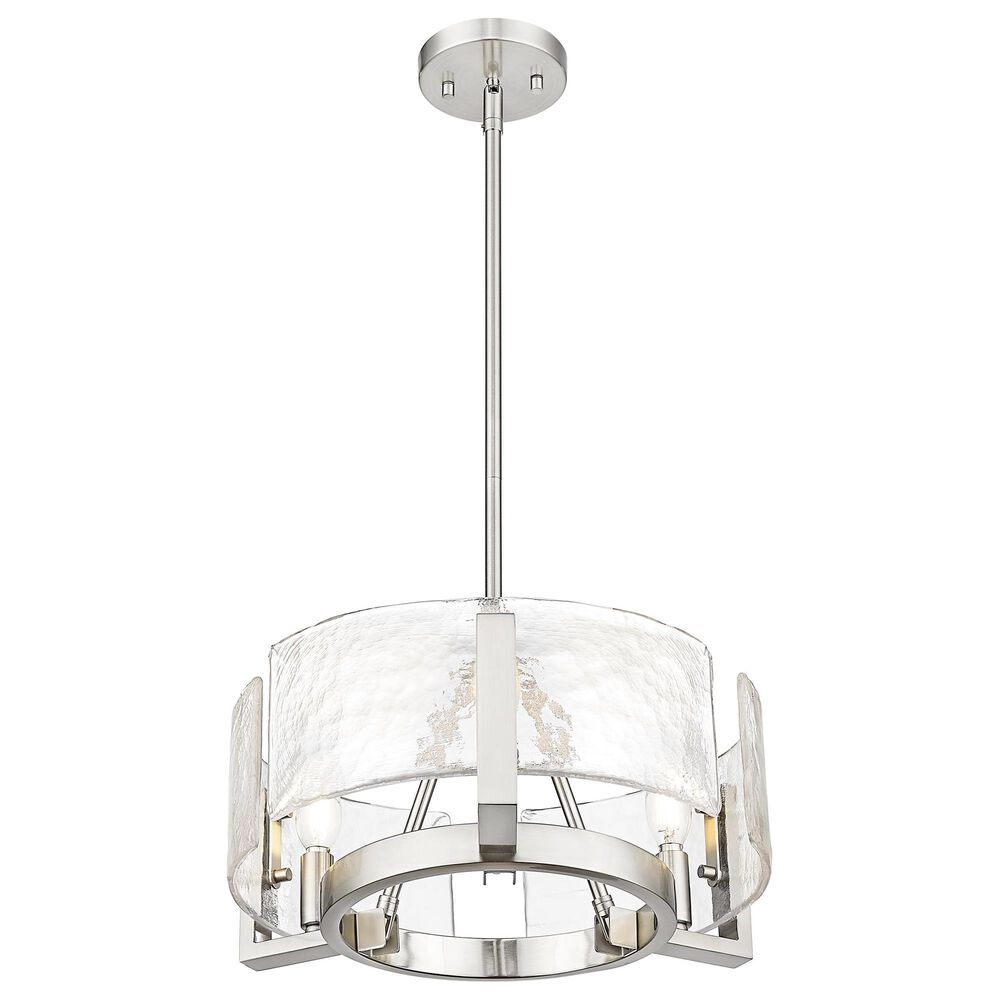 Golden Lighting Aenon 3-Light Wide Chandelier with Hammered Water Glass Shade in Pewter, , large
