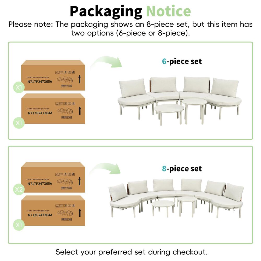 HOMLUX 8-Piece Patio Sofa Furniture Set in Beige, , large