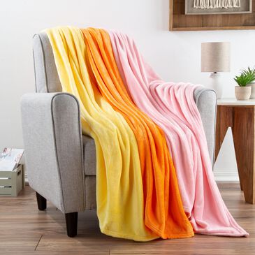 Timberlake Lavish Home 60" x 50" Fleece Throw in Butter Yellow/Orange/Soft Pink (Set of 3), , large