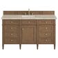 James Martin Brittany 60" Single Bathroom Vanity in Pecan with 3 cm Tajnar Eclos Top, Rectangular Sink and FreePower Wireless Charger, , large