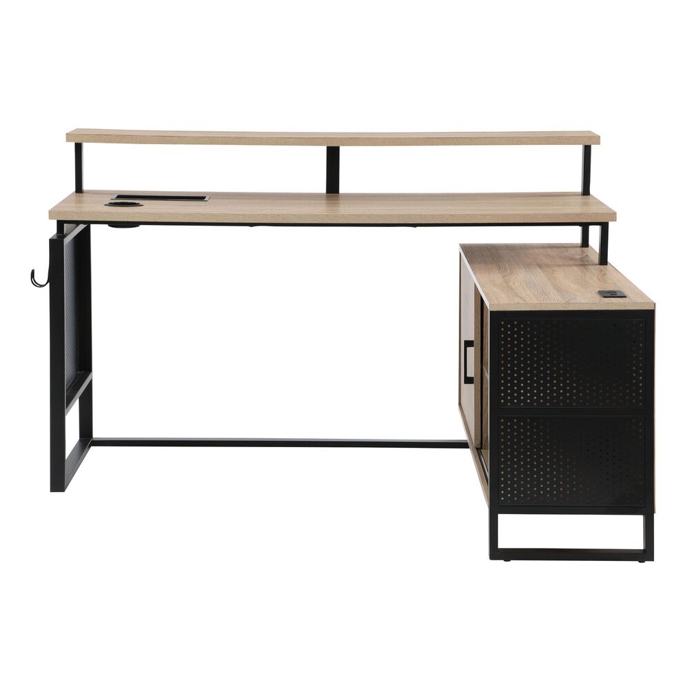 OSP Home Ace 60&quot; L-Shaped Desk with Hutch in River Oak, , large