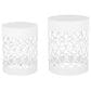 Hearth and Haven Cylindrical-Shaped Iron Patio End Table in White (Set of 2), , large