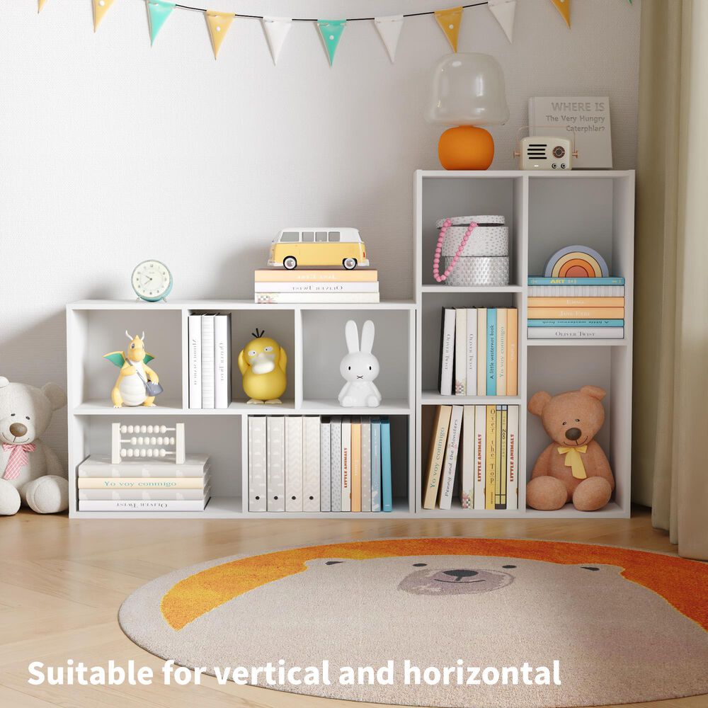 HOMLUX 5-Cube Reversible Storage Bookshelf in White, , large