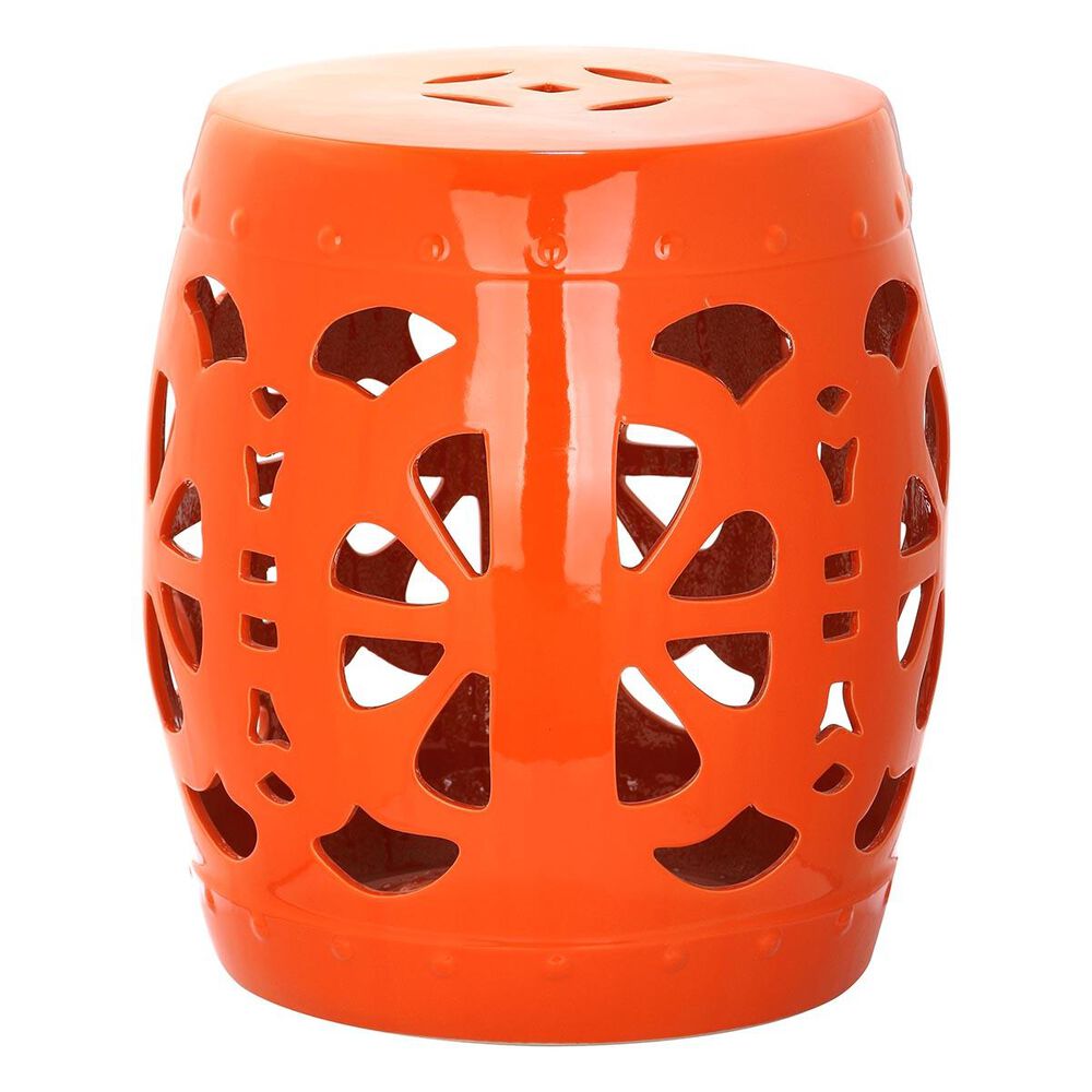 Safavieh Stencil Blossom Garden Stool in Orange, , large