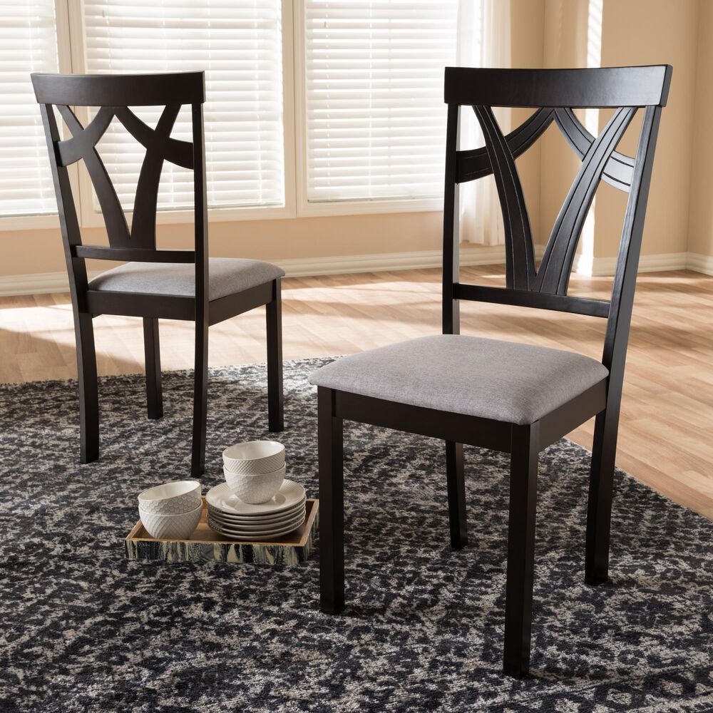 Baxton Studio Sylvia Side Chair in Dark Brown (Set of 2), , large