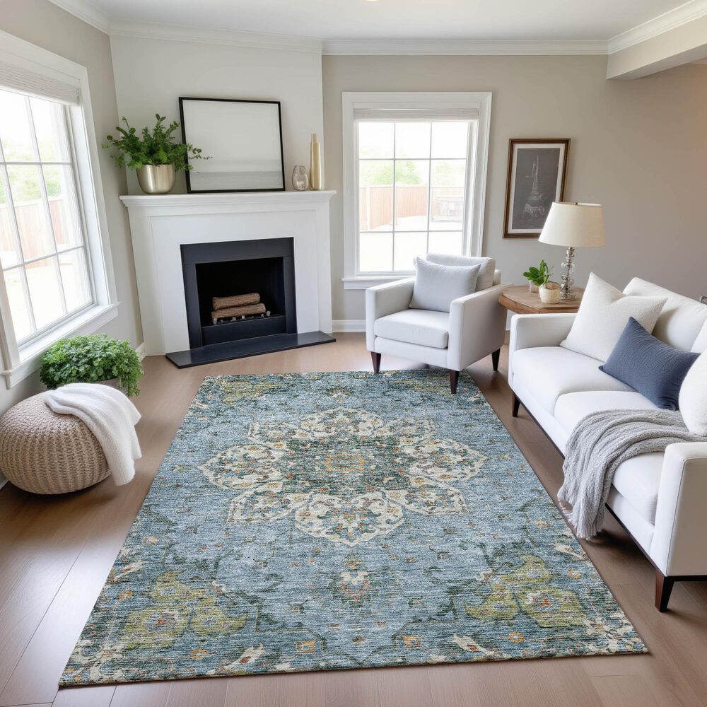Dalyn Rug Company Silk Road Aqua, Ivory, Beige, Blue, Gold, Aloe and Gray 10&#39; x 14&#39; Area Rug, , large