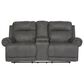 Ashley Austere Manual Reclining Loveseat with Center Console in Gray, , large