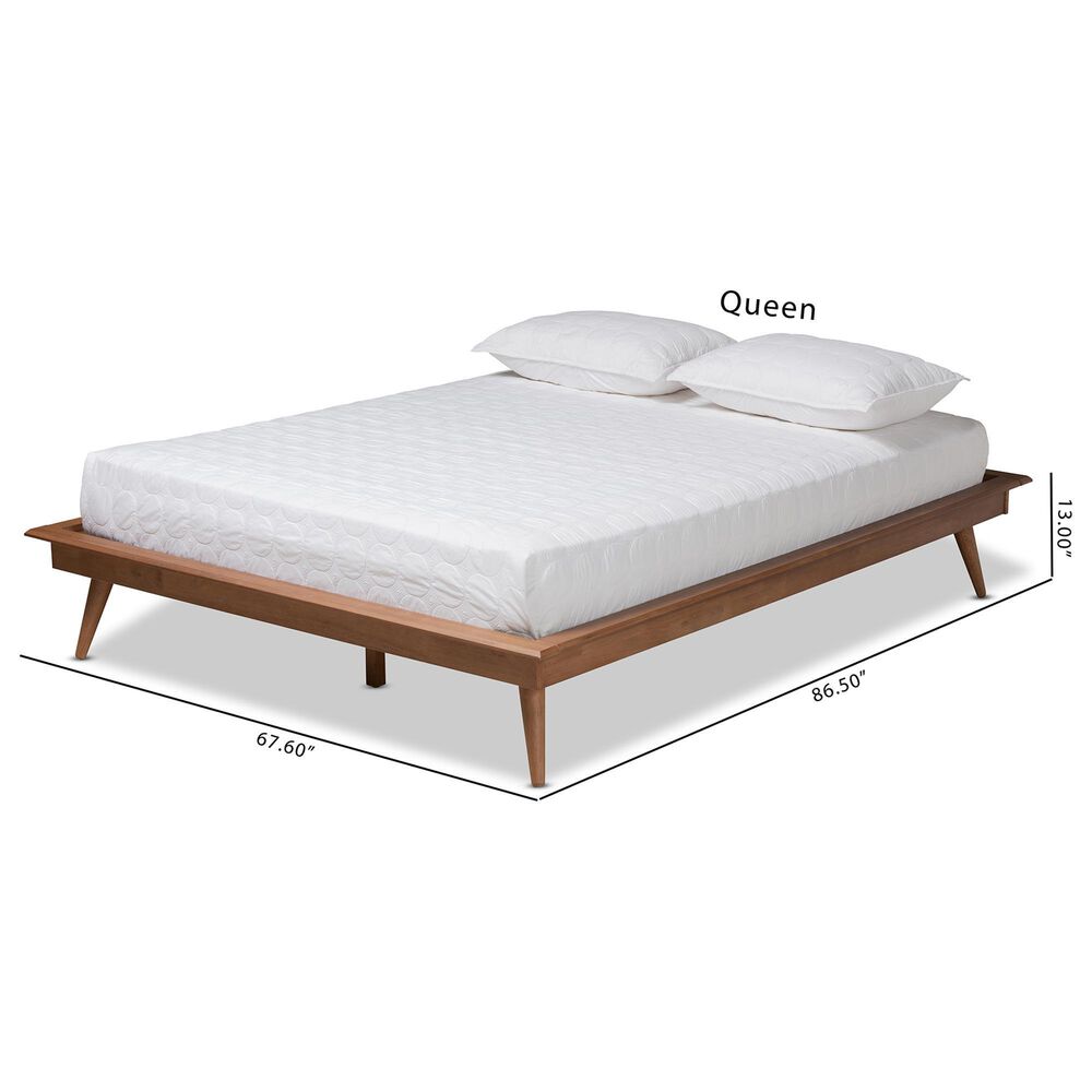 Baxton Studio Karine Queen Platform Bed Frame in Walnut Brown, , large