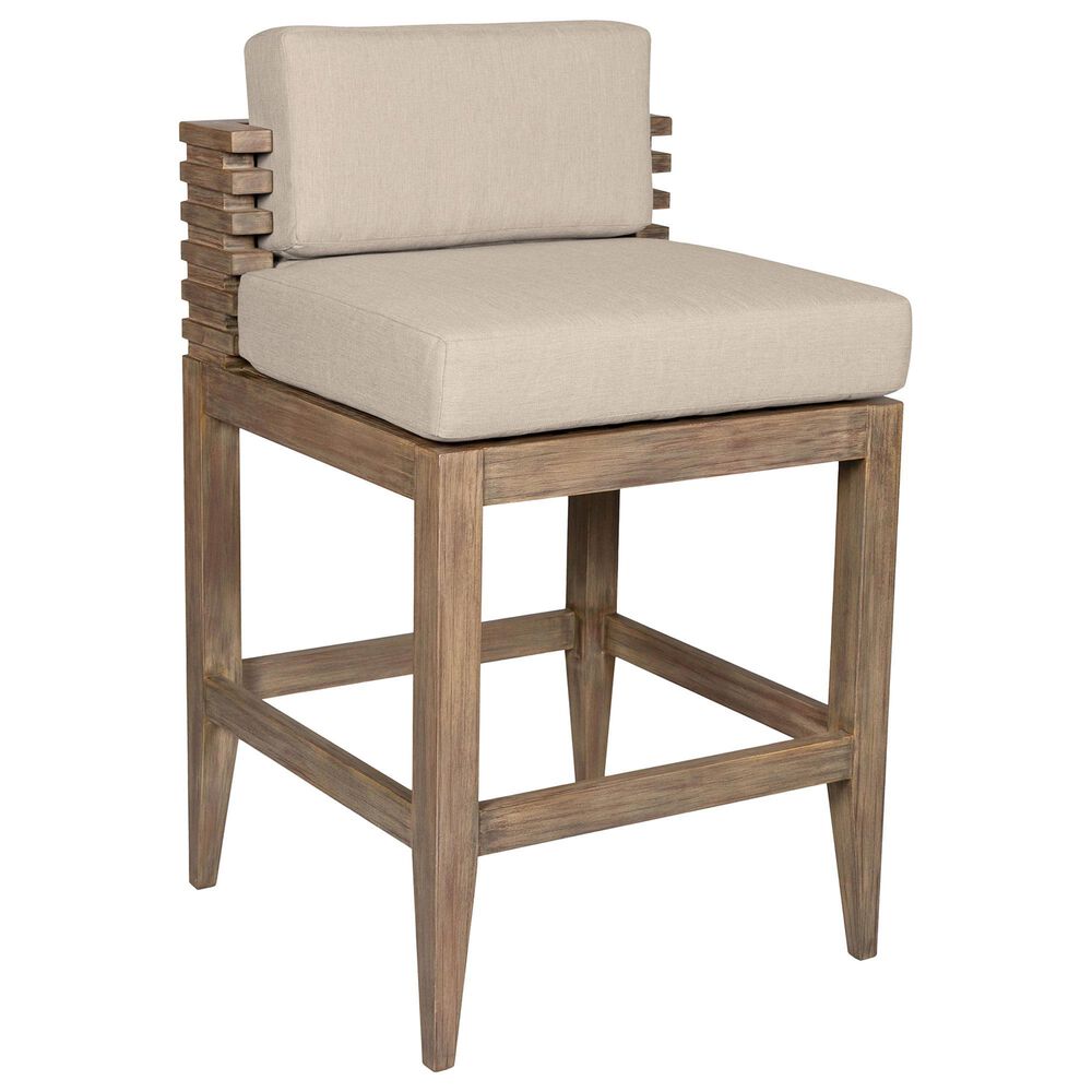 Armen Living Vivid Patio Bar Stool with Taupe Cushion in Brown, , large