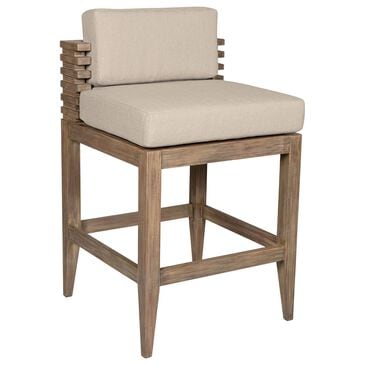 Armen Living Vivid Patio Bar Stool with Taupe Cushion in Brown, , large